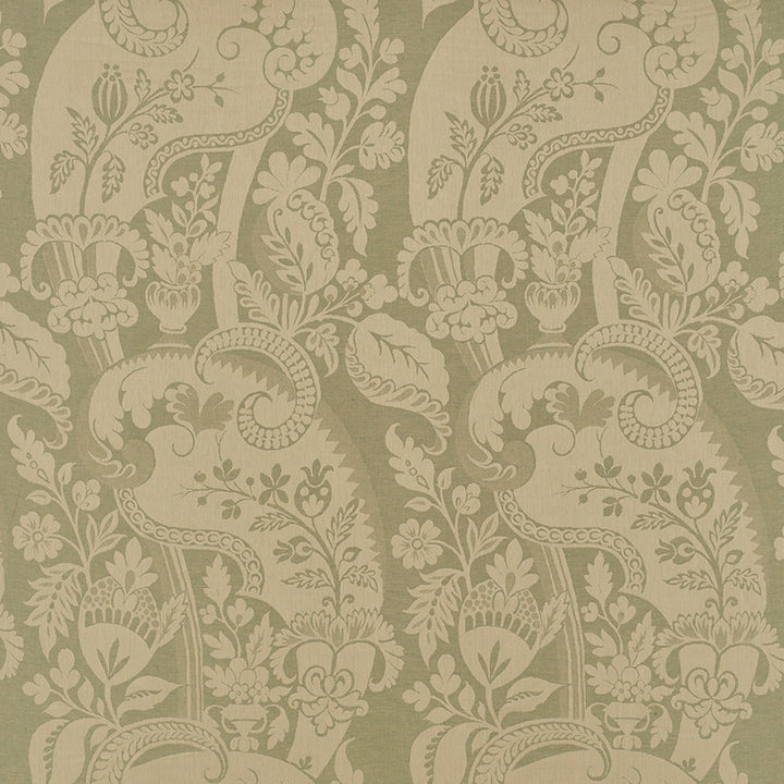Tela Damasco Aqua 51902 by Schumacher Designer Fabric - 100% Linen Martindale 15,000 Horizontal: 24 and Vertical: 52.5 60 - Swanky Fabrics -