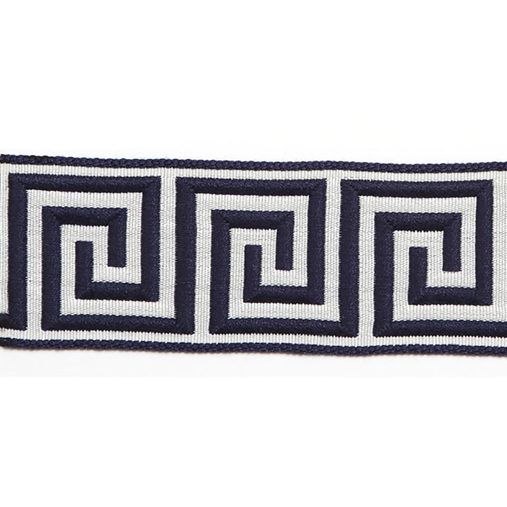 Hellenic Key Jacquard Tape Marine by Europatex Designer Fabric Hellenic 62% Fibranne, 38% Rayon 2.00 inches - Swanky Fabrics -