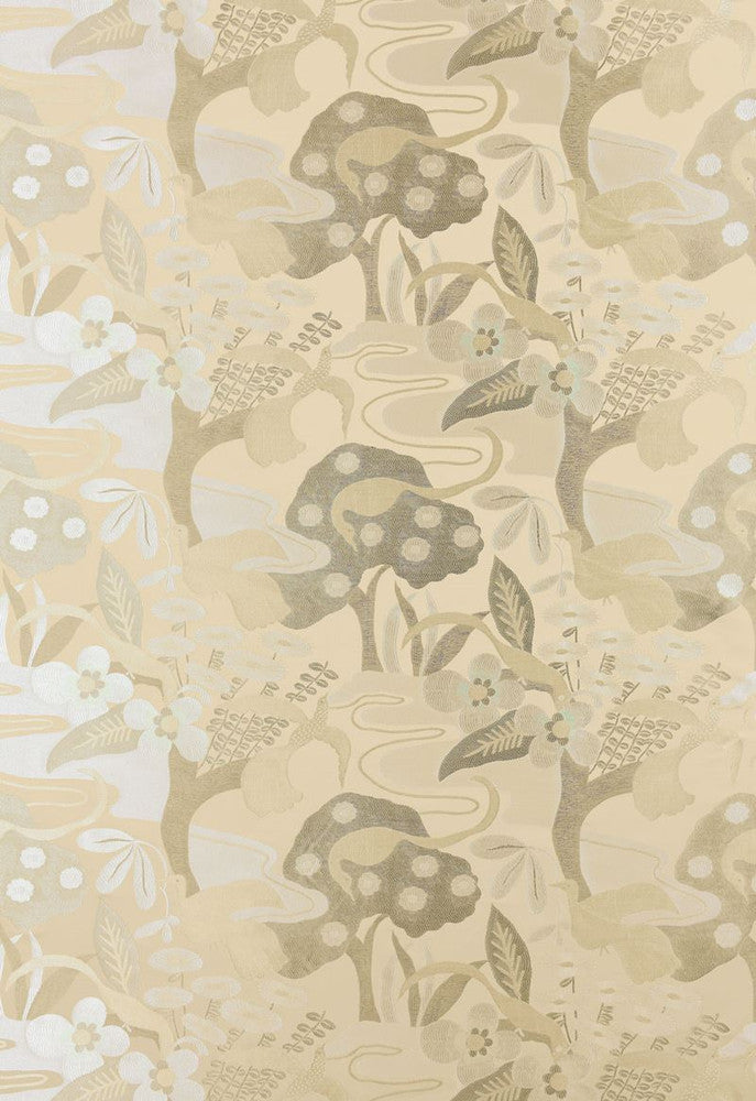 Katsura Lampas Platinum 54072 by Schumacher Designer Fabric Modern-Glamour 61% Viscose, 39% Cotton Wyzenbeek 25,000 Horizontal: 27.5 and Vertical: 24.5 55 - Swanky Fabrics -