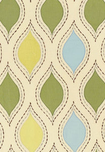 Let'S Dance Chartreuse & Sky 54780 by Schumacher Designer Fabric