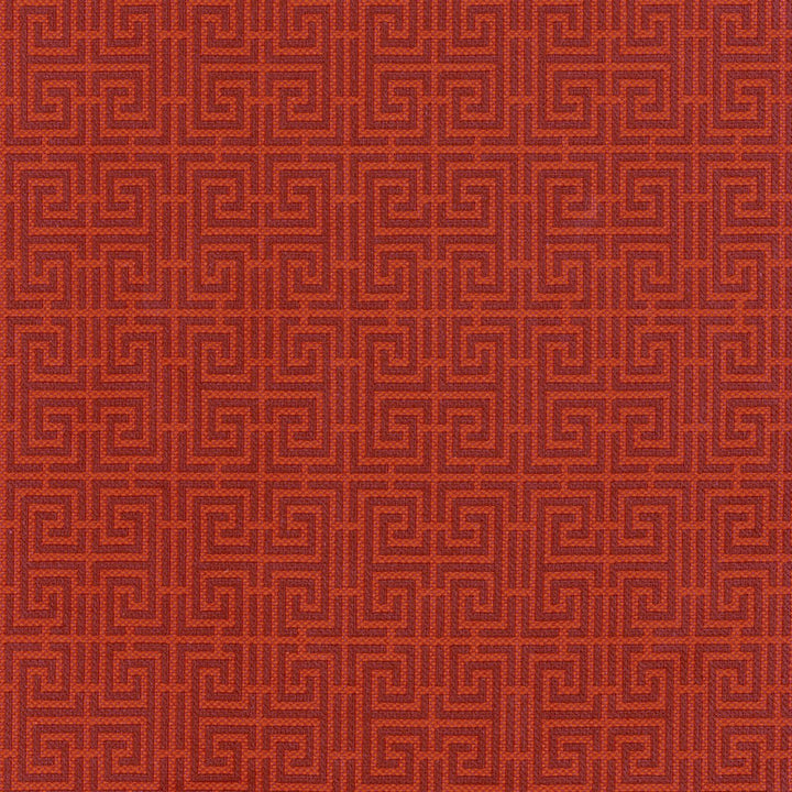 Chinois Fret Oxblood / Lacquer 54951 by Schumacher Designer Fabric ESSENTIALS: SMALL-SCALE UPHOLSTERY I COTTON 95% POLIAMMIDIC 5% FRANCE MARTINDALE 36,000 </p><p>Repeat: Horizontal: 4 1/2" (11CM) and Vertical: 2 3/8" (6CM) 56 - Swanky Fabrics -