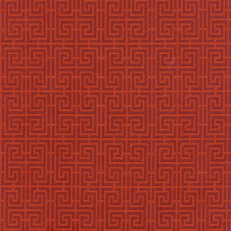 Chinois Fret Oxblood / Lacquer 54951 by Schumacher Designer Fabric ESSENTIALS: SMALL-SCALE UPHOLSTERY I See Sample FRANCE HEAVY DUTY </p><p>Repeat: Horizontal: 4 1/2" (11CM) and Vertical: 2 3/8" (6CM) 56" (142CM) - Swanky Fabrics -
