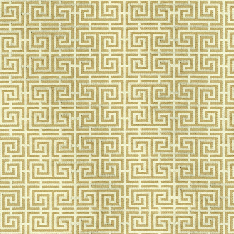 Chinois Fret Camel / Cream 54953 by Schumacher Designer Fabric ESSENTIALS: SMALL-SCALE UPHOLSTERY I COTTON 95% POLIAMMIDIC 5% FRANCE MARTINDALE 36,000 </p><p>Repeat: Horizontal: 4 1/2" (11CM) and Vertical: 2 3/8" (6CM) 56 - Swanky Fabrics -