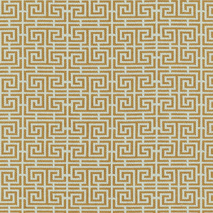 Chinois Fret Tobacco / Aqua 54954 by Schumacher Designer Fabric