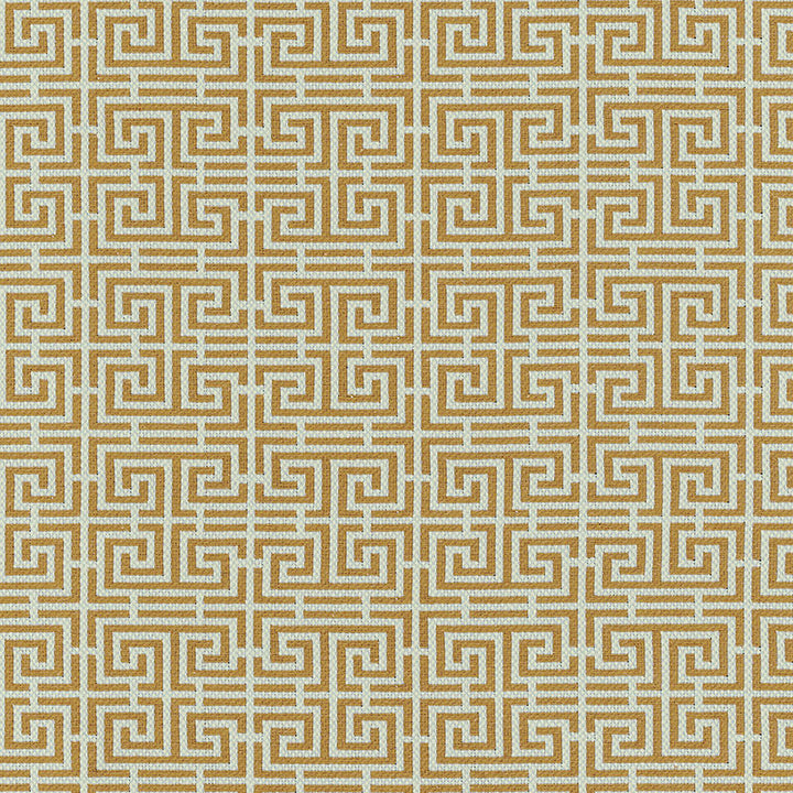 Chinois Fret Tobacco / Aqua 54954 by Schumacher Designer Fabric ESSENTIALS: SMALL-SCALE UPHOLSTERY I COTTON 95% POLIAMMIDIC 5% FRANCE MARTINDALE 36,000 </p><p>Repeat: Horizontal: 4 1/2" (11CM) and Vertical: 2 3/8" (6CM) 56 - Swanky Fabrics -