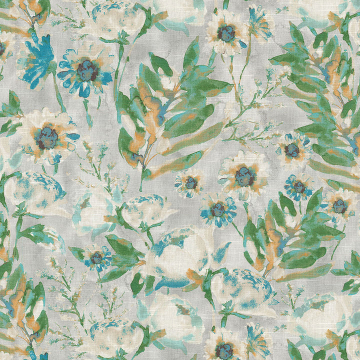 Flower Mania Seaglass 550412 by Kelly Ripa Home Designer Fabric ON WITH THE SHOW 100% Cotton CHINA Wyzenbeek 39,000 Horizontal: 27.00" and Vertical: 25.25" 54" - Swanky Fabrics -