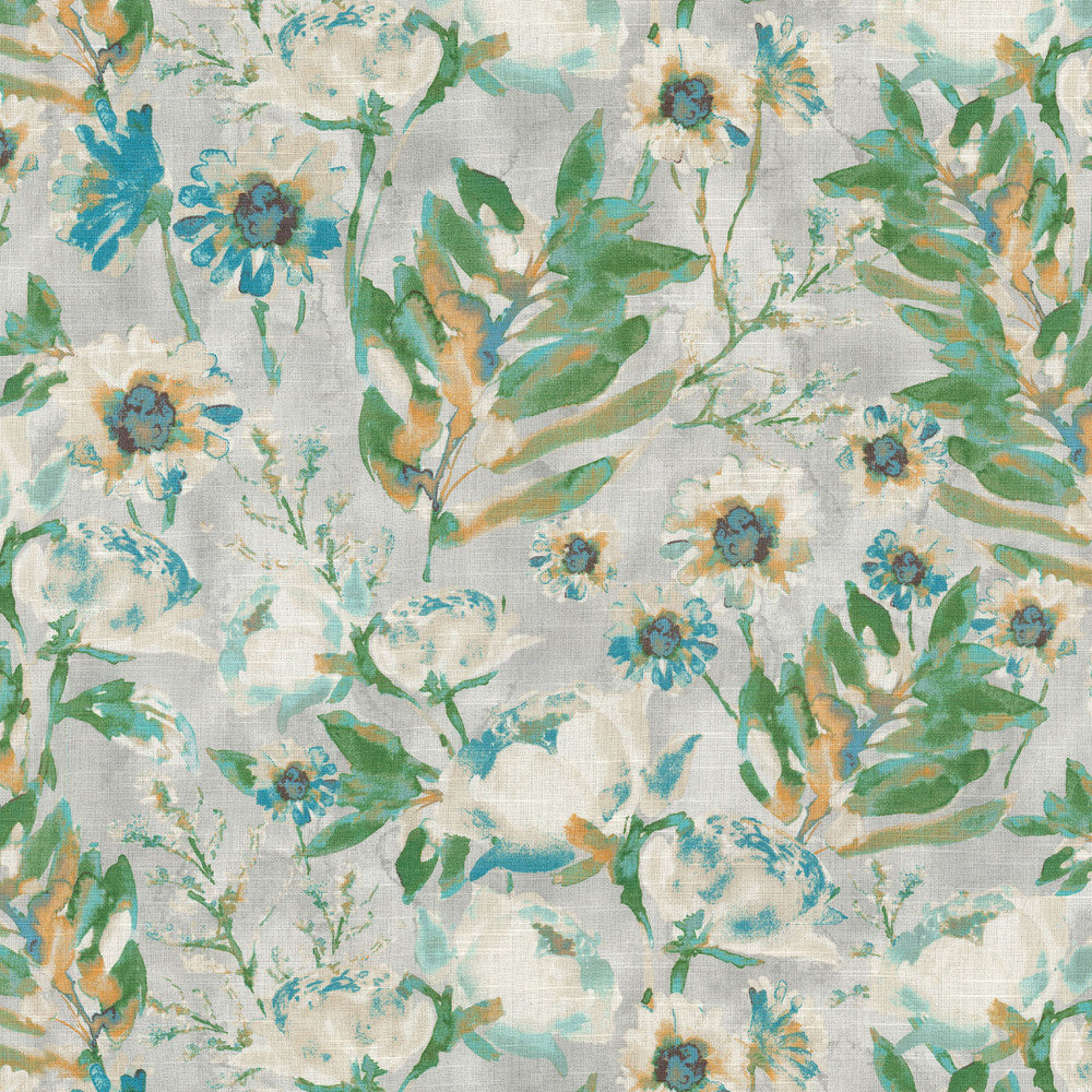 Flower Mania Seaglass 550412 by Kelly Ripa Home Designer Fabric - 100%Cotton CHINA 39000 Horizontal: 27 and Vertical: 25.25 54 - Swanky Fabrics -