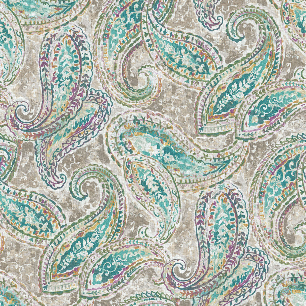 Bright & Lively Seaglass 550442 by Kelly Ripa Home Designer Fabric ON WITH THE SHOW 100% Cotton CHINA Wyzenbeek 39,000 Horizontal: 13.50" and Vertical: 27.00" 54" - Swanky Fabrics -
