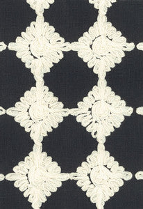 Rosette Embroidery Charcoal 55870 by Schumacher Designer Fabric