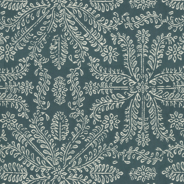 Taj Tile Indigo 570040 by VILLA D'ASCOLI Designer Fabric - 60% cotton, 26% polyester, 14% rayon India 28000 Horizontal: 13.5 and Vertical: 14.62 54  - Swanky Fabrics -