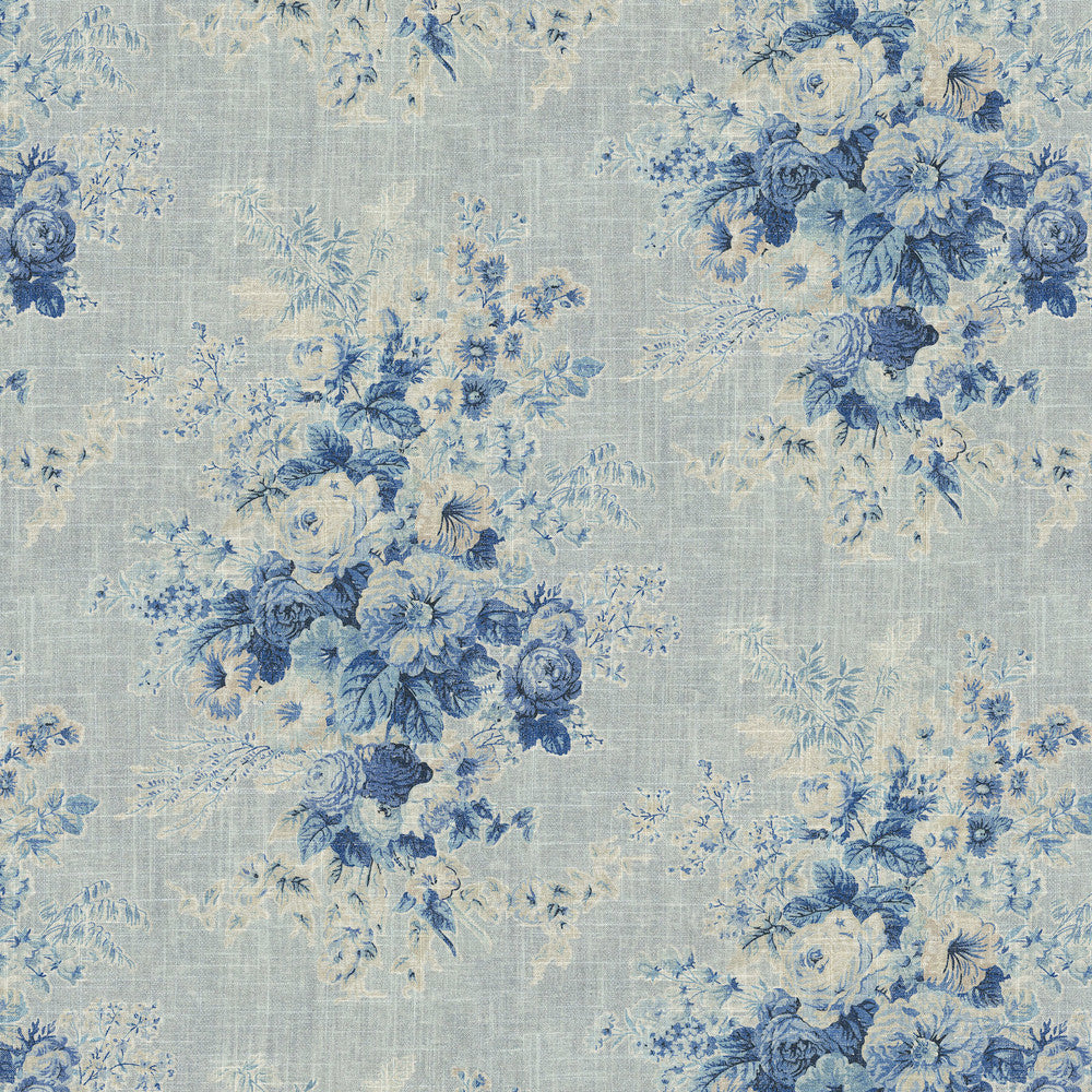 Royal Bloom Porcelain 570082 by VILLA D'ASCOLI Designer Fabric - 55% linen, 45% rayon Pakistan 50000 Horizontal: 27 and Vertical: 25.25 54  - Swanky Fabrics -