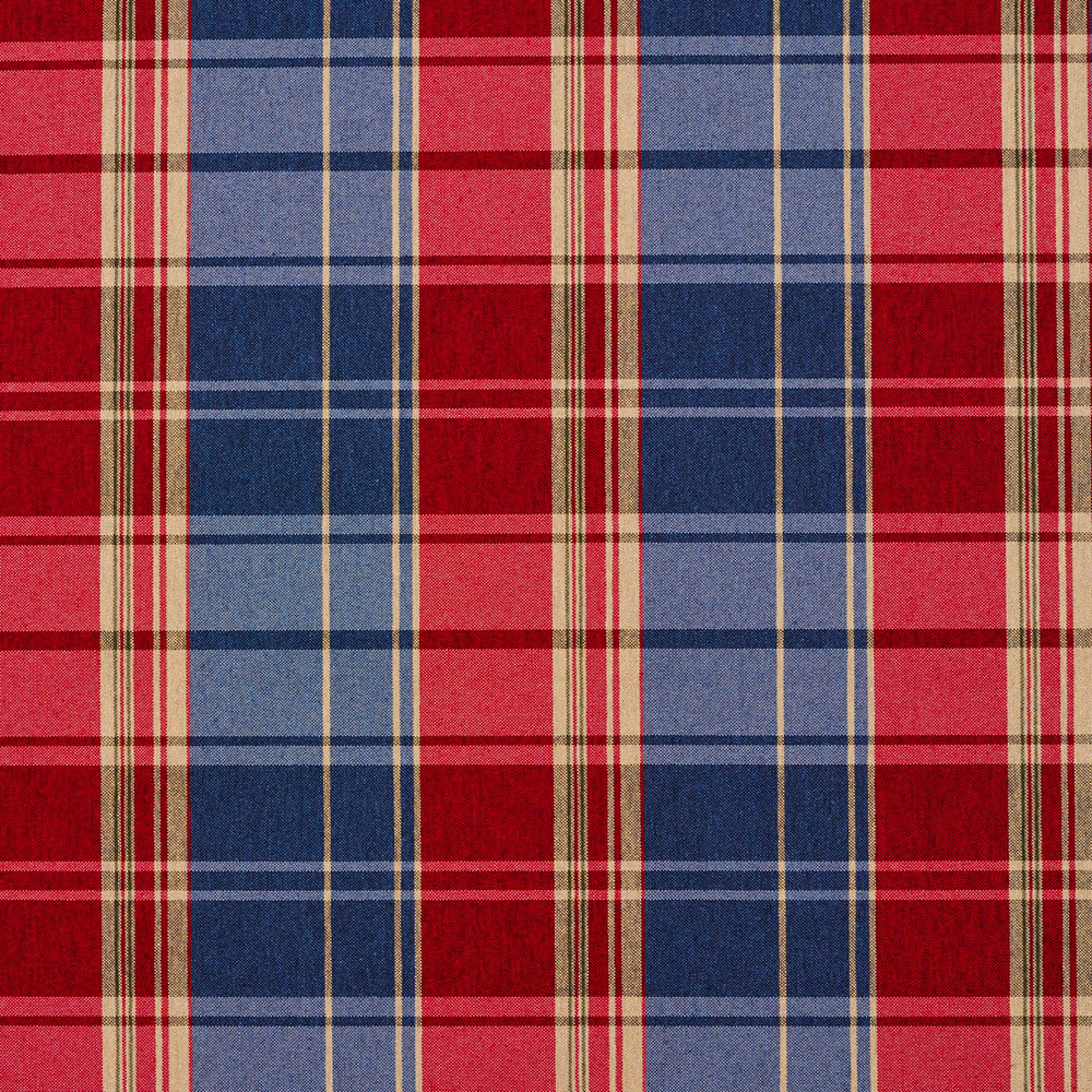 5804 Patriot Plaid by Charlotte Designer Fabric Classic Patterns 52% Polyester, 48% Cotton Made In USA Exceeds 200,000 Wyzenbeek Rubs (Heavy Duty) </p><p>Repeat: Horizontal: 6.5" x Vertical: 7" 54 Inches - Swanky Fabrics -