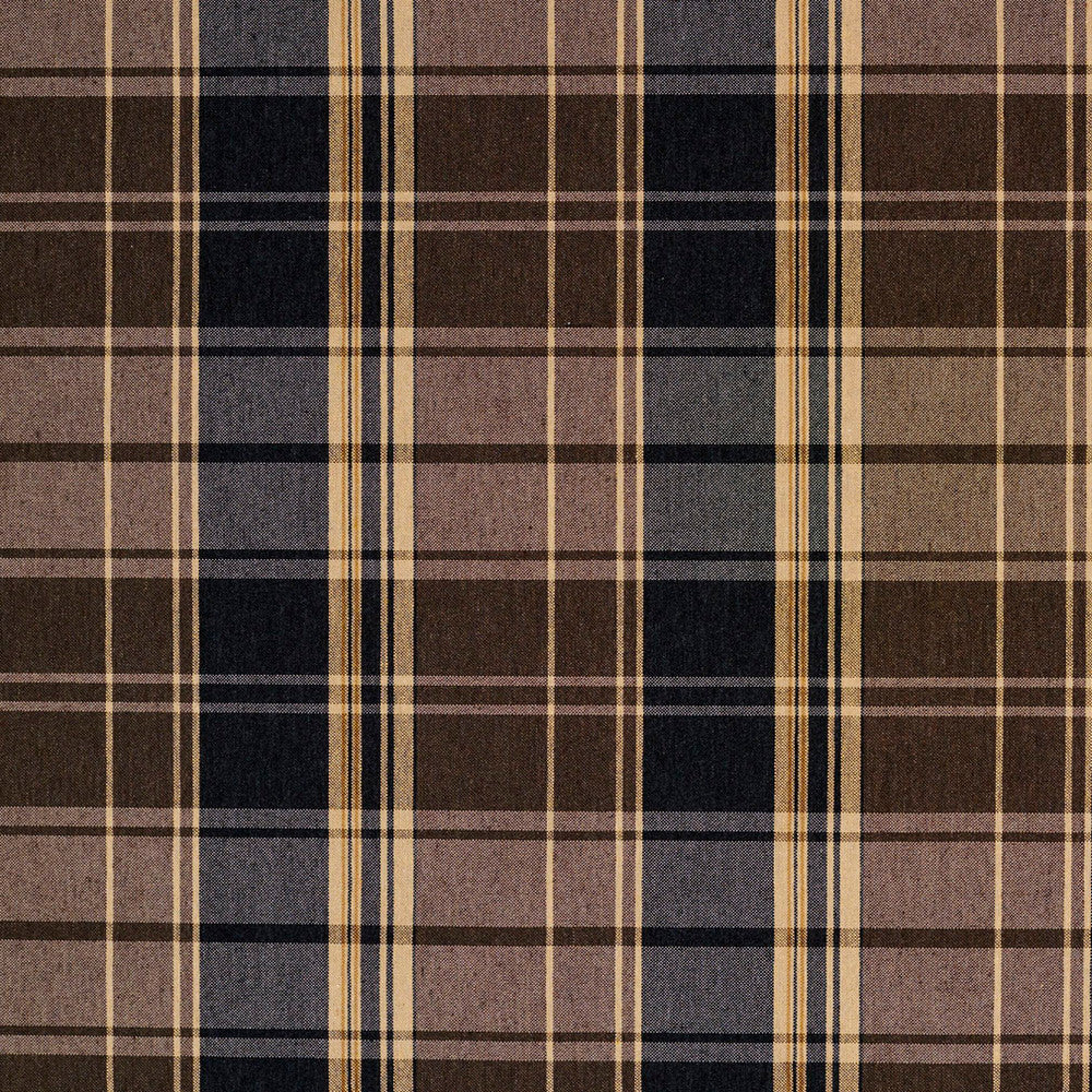 5807 Espresso Plaid by Charlotte Designer Fabric Classic Patterns 52% Polyester, 48% Cotton Made In USA Exceeds 200,000 Wyzenbeek Rubs (Heavy Duty) Horizontal: 6.5" X Vertical: 7" 54 Inches - Swanky Fabrics -
