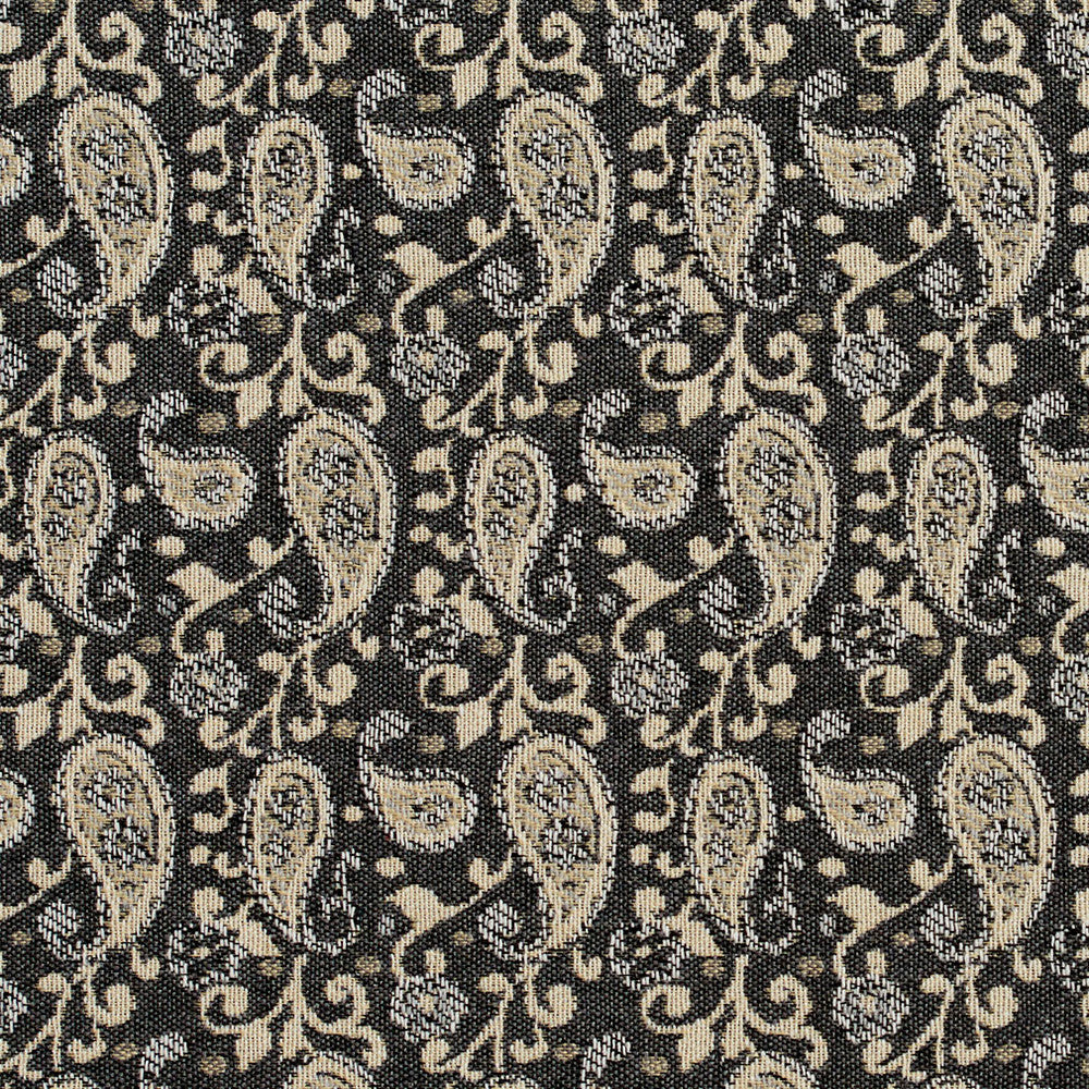 5840 Sterling Paisley by Charlotte Designer Fabric Classic Patterns 52% Polyester, 48% Cotton Made In USA Exceeds 160,000 Wyzenbeek Rubs (Heavy Duty) Horizontal: 3" X Vertical: 4.75" 54 Inches - Swanky Fabrics -