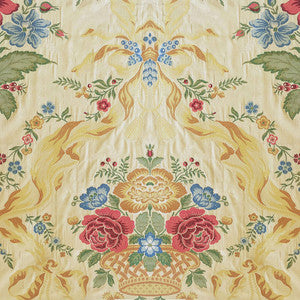 Washington Lampas Cream & Multi 60820 by Schumacher Designer Fabric