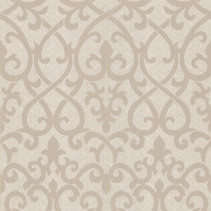 Giselle Light Brown Ironwork Damask Wallpaper by Kenneth James Designer