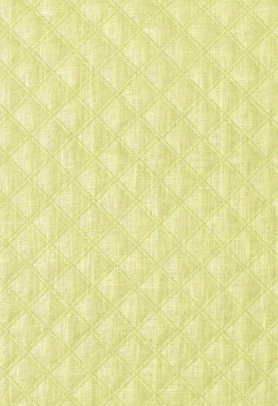 Thayer Quilted Linen Pear 62153 by Schumacher Designer Fabric Chroma 67% Linen, 18% Polyester, 15% Cotton Martindale 8,500 Horizontal: 1.625 and Vertical: 2 54 - Swanky Fabrics -