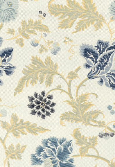 Lampasso Flori Delft 62193 by Schumacher Designer Fabric Palazzo 65% Viscose, 35% Cotton Martindale 14,000 Horizontal: 13.625 and Vertical: 22.25 54.5 - Swanky Fabrics -