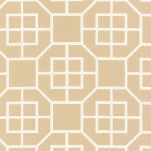 Glacier Fret Sand 62401 by Schumacher Designer Fabric