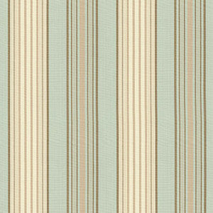 Saratoga Cotton Stripe Aqua / Flax/ Mocha 62962 by Schumacher Designer Fabric