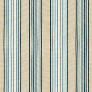 Saratoga Cotton Stripe Indigo / Chambray / Beige 62963 by Schumacher Designer Fabric