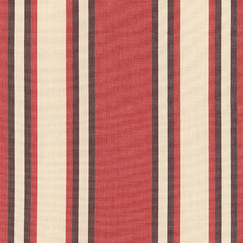 Seneca Cotton Stripe Red/Java 62986 by Schumacher Designer Fabric COUNTRY HOUSE COTTONS See Sample INDIA . </p><p>Repeat: Horizontal: 6 3/4" (17CM) and Vertical: - 54" WIDE (137CM) - Swanky Fabrics -