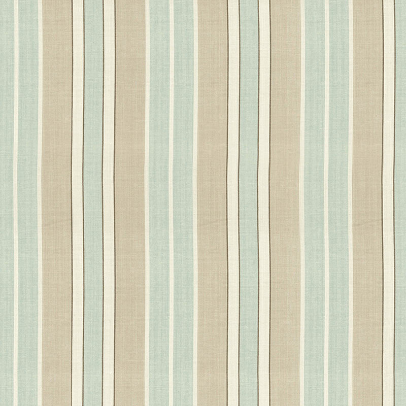 Beacon Cotton Stripe Aqua/Flax/Ivory 62991 by Schumacher Designer Fabric COUNTRY HOUSE COTTONS COTTON 100% INDIA MARTINDALE 8,000 </p><p>Repeat: Horizontal: 6 3/4" (17CM) and Vertical: 54 - Swanky Fabrics -