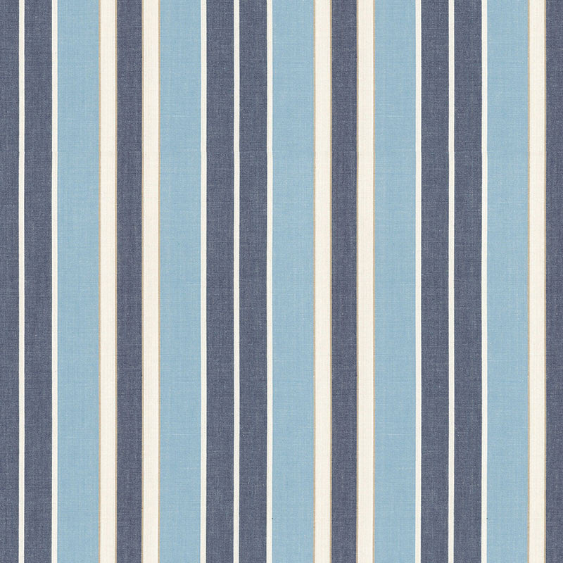 Beacon Cotton Stripe Chambray/Indigo/Ivory 62993 by Schumacher Designer Fabric COUNTRY HOUSE COTTONS See Sample INDIA . </p><p>Repeat: Horizontal: 6 3/4" (17CM) and Vertical: - 54" WIDE (137CM) - Swanky Fabrics -