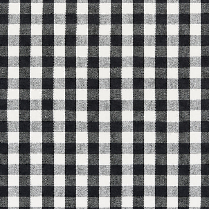 Elton Cotton Check Black 63064 by Schumacher Designer Fabric French-Revolution 100% Cotton Martindale 6,500 Horizontal: 1.25 and Vertical: 1.25 54 - Swanky Fabrics -