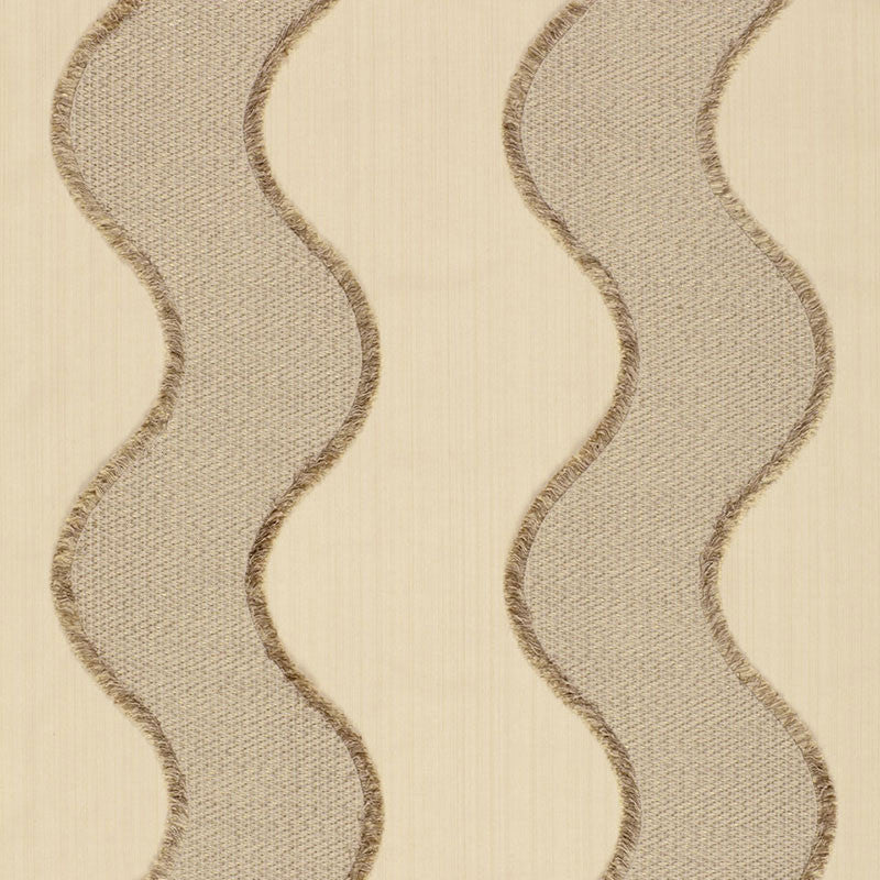 Wavelength Sandstone 63700 by Schumacher Designer Fabric MODERN GLAMOUR See Sample ITALY LIGHT DUTY </p><p>Repeat: Horizontal: 9" (23CM) and Vertical: - 54 1/2" WIDE (138CM) - Swanky Fabrics -