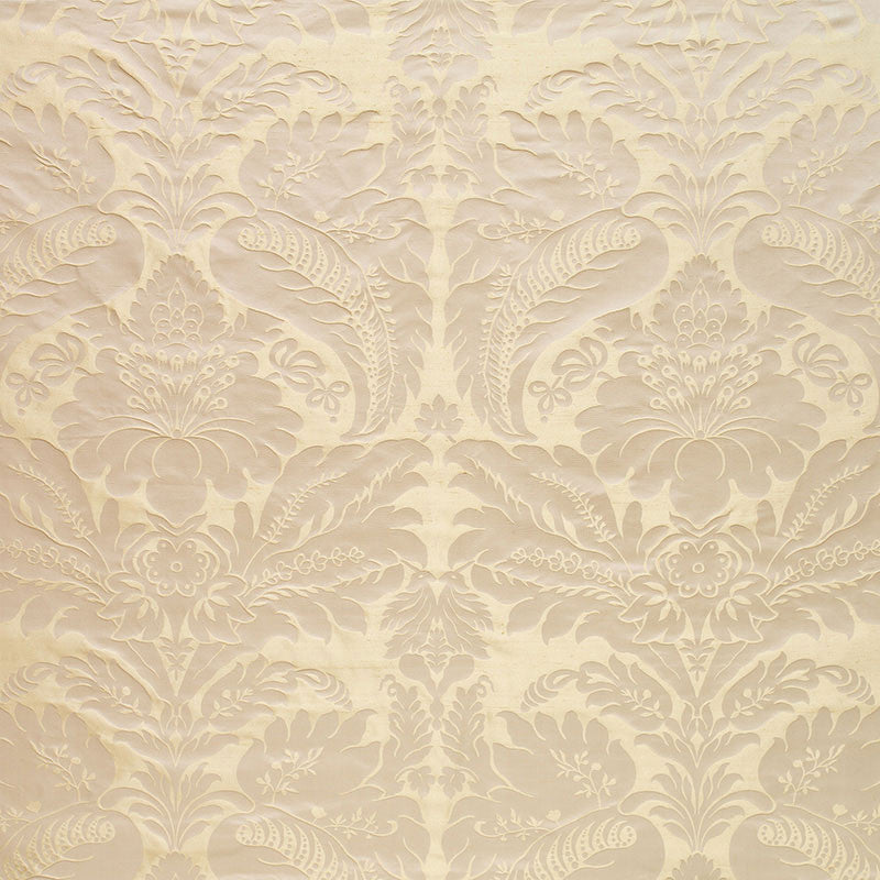 Bennet Silk Damask Platinum 63734 by Schumacher Designer Fabric PEMBERLEY SILKS DUPIONI SILK 65% SILK 35% INDIA </p><p>Repeat: Horizontal: 27" (69CM) and Vertical: 31 1/4" (79CM) 54 - Swanky Fabrics -