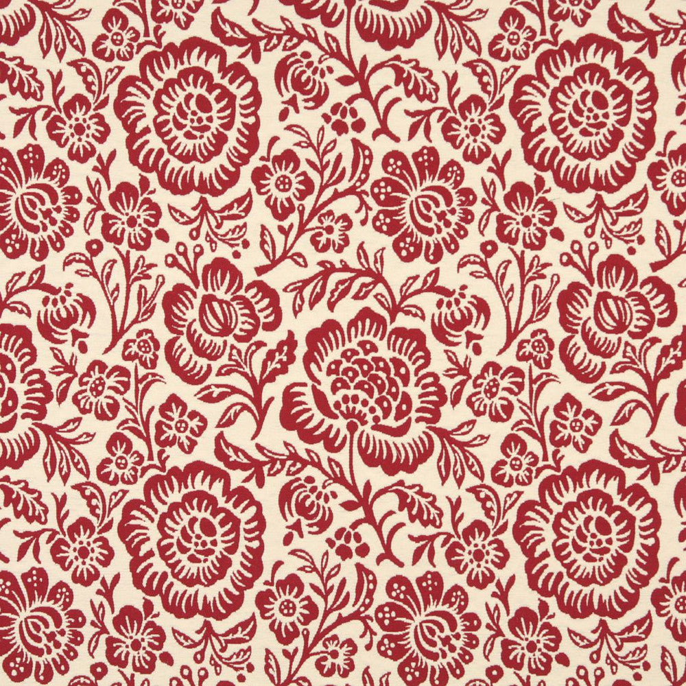 6408 Garnet Floral by Charlotte Designer Fabric Garden Collection 37% Cotton, 36% Rayon, 27% Polyester Asia Exceeds 70,000 Wyzenbeek Rubs (Heavy Duty) Horizontal: 14" x Vertical: 15" 54 Inches - Swanky Fabrics -