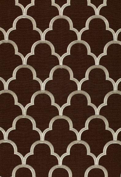 Scallop Embroidery Espresso 64322 by Schumacher Designer Fabric COLLECTION-NAME-TBA-64320 75% Cotton, 25% Viscose Martindale 5,600 Horizontal: 5.5 and Vertical: 7.5 49.875 - Swanky Fabrics -
