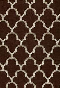 Scallop Embroidery Espresso 64322 by Schumacher Designer Fabric