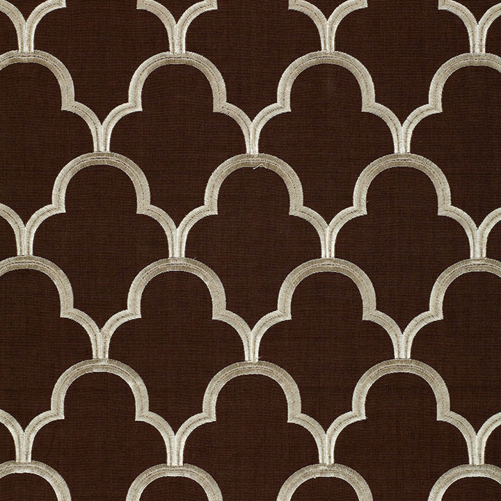 Scallop Embroidery Espresso 64322 by Schumacher Designer Fabric GLAMOUR COTTON 75% VISCOSE 25% INDIA MARTINDALE 5,600 </p><p>Repeat: Horizontal: 5 1/2" (14CM) and Vertical: 7 1/2" (19CM) 49.875 - Swanky Fabrics -