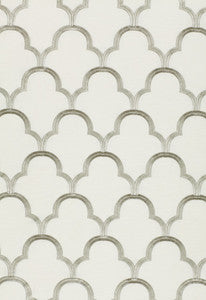 Scallop Embroidery Platinum 64323 by Schumacher Designer Fabric