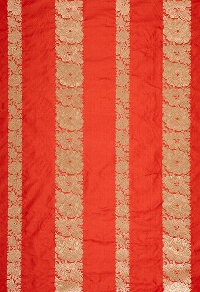 Mandarin Silk Stripe Coral 64431 by Schumacher Designer Fabric Chroma 100% Silk Martindale 3,000 Horizontal: 13.375 and Vertical: 5.375 54 - Swanky Fabrics -