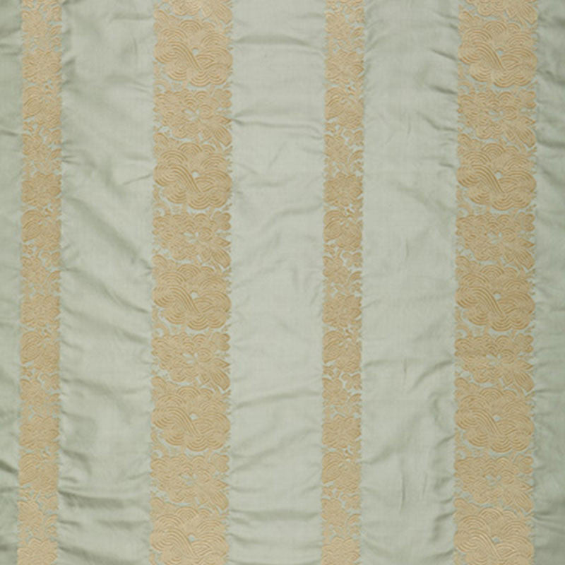 Mandarin Silk Stripe Ocean Mist 64432 by Schumacher Designer Fabric CLASSIC WOVENS See Sample INDIA LIGHT DUTY </p><p>Repeat: Horizontal: 13 3/8" (34CM) and Vertical: 5 3/8" (14CM) 54" WIDE (137CM) - Swanky Fabrics -