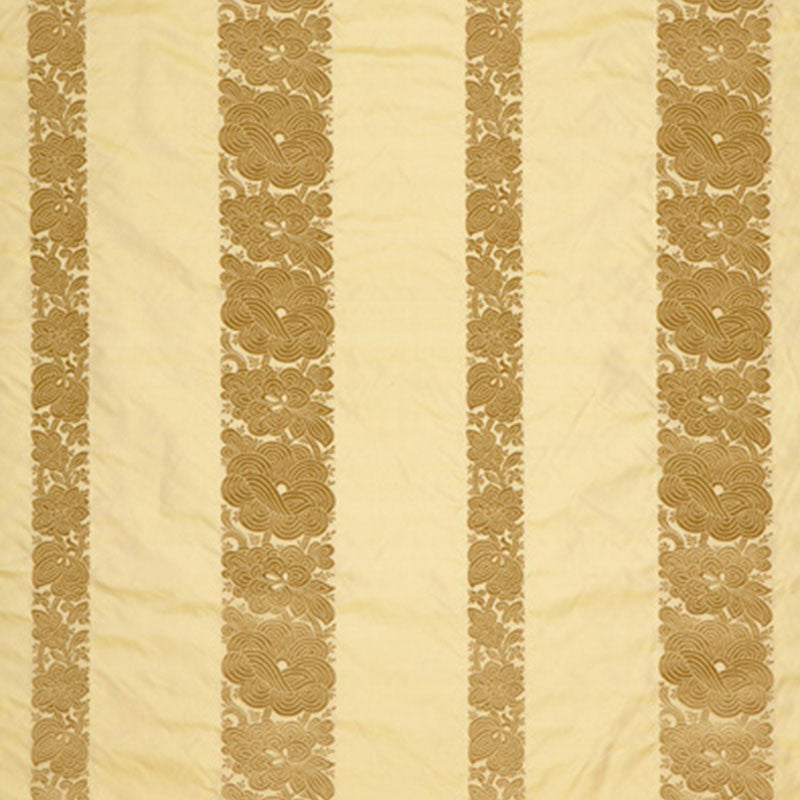 Mandarin Silk Stripe Gold Dust 64434 by Schumacher Designer Fabric CLASSIC WOVENS See Sample INDIA LIGHT DUTY </p><p>Repeat: Horizontal: 13 3/8" (34CM) and Vertical: 5 3/8" (14CM) 54" WIDE (137CM) - Swanky Fabrics -