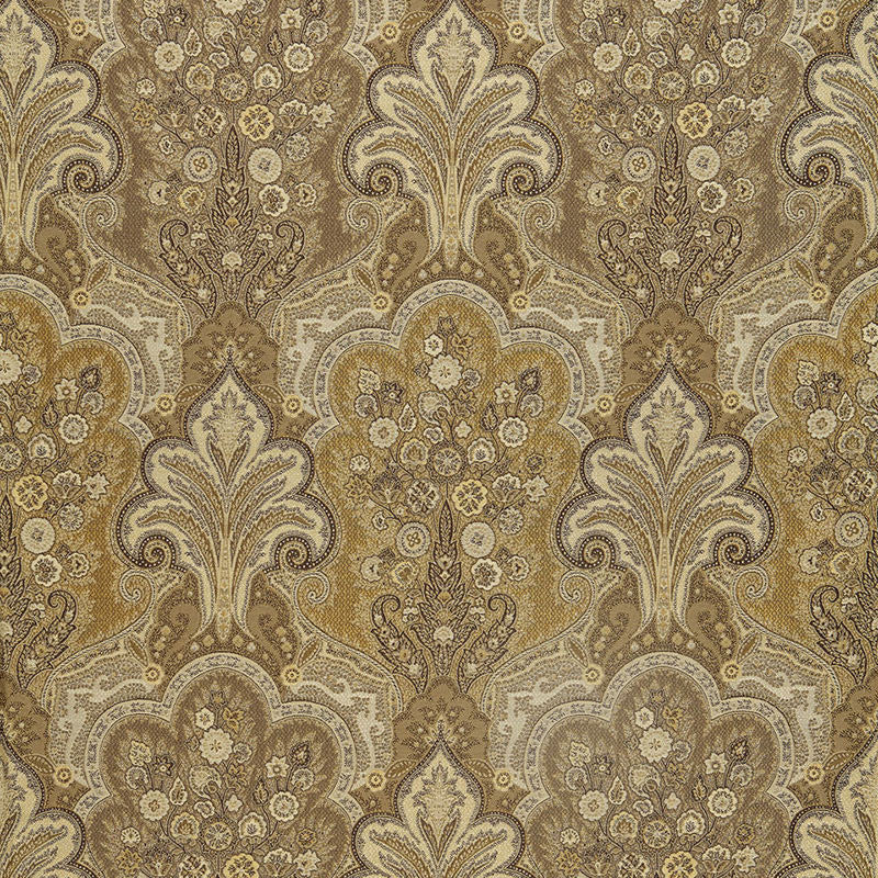 New Castle Paisley Travertine 64590 by Schumacher Designer Fabric CHROMA See Sample ITALY HEAVY DUTY </p><p>Repeat: Horizontal: 13 1/2" (34CM) and Vertical: 22 1/2" (57CM) 53" WIDE (135CM) - Swanky Fabrics -