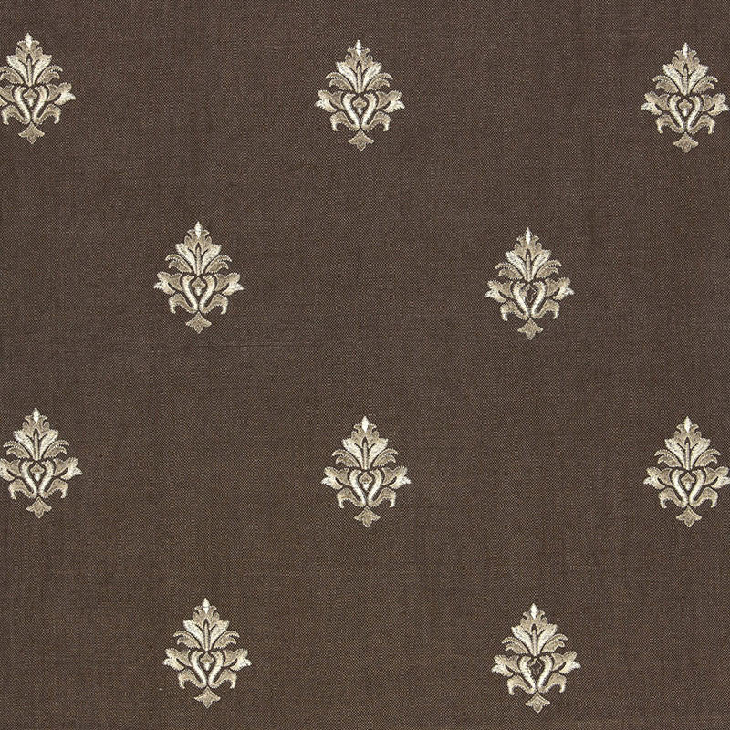 Lorenzo Embroidery Coffee Bean 64722 by Schumacher Fabric Schumacher Fabric Lorenzo Embroidery Coffee Bean 64722Fabric LINEN 93% INDIA </p><p>Repeat: H: HORZ. 5 1/8" (13CM) , V: VERT. 11 1/2" (29CM) 51.375 - Fabric Carolina -