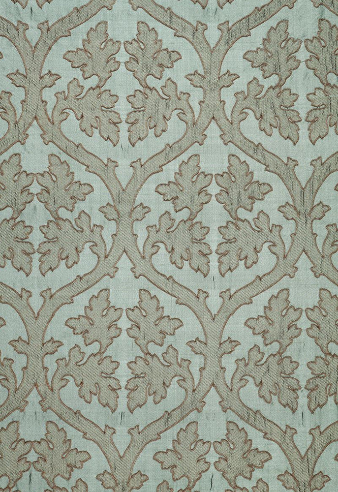 Ravenna Embroidery Mineral 64740 by Schumacher Designer Fabric Chroma 100% Silk Martindale 4,000 Horizontal: 10 and Vertical: 15 50.375 - Swanky Fabrics -