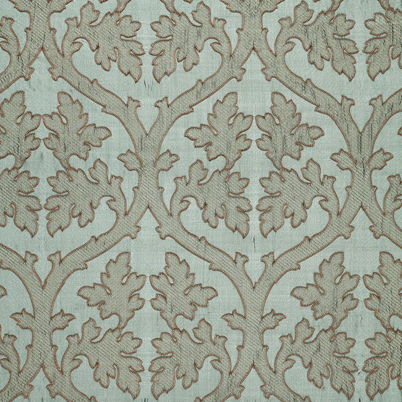 Ravenna Embroidery Mineral 64740 by Schumacher Designer Fabric CHROMA SILK 100% INDIA MARTINDALE 4,000 </p><p>Repeat: Horizontal: 10" (25CM) and Vertical: 15" (38CM) 50.375 - Swanky Fabrics -