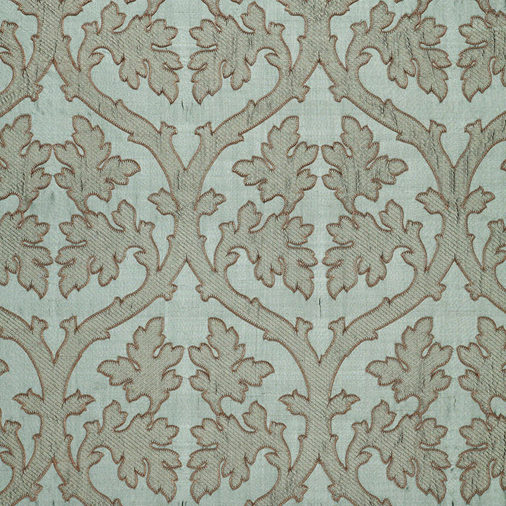 Ravenna Embroidery Mineral 64740 by Schumacher Fabric Schumacher Fabric Ravenna Embroidery Mineral 64740Fabric SILK 100% INDIA </p><p>Repeat: H: HORZ. 10" (25CM) , V: VERT. 15" (38CM) 50.375 - Fabric Carolina -