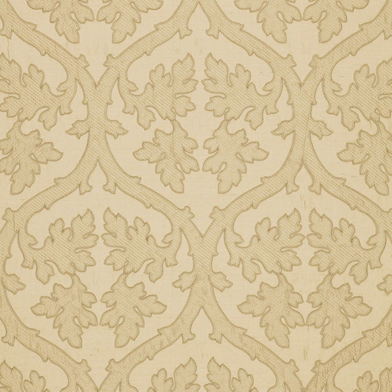 Ravenna Embroidery Bone 64742 by Schumacher Designer Fabric CHROMA See Sample INDIA LIGHT DUTY </p><p>Repeat: Horizontal: 10" (25CM) and Vertical: 15" (38CM) 50 3/8" WIDE (128CM) - Swanky Fabrics -