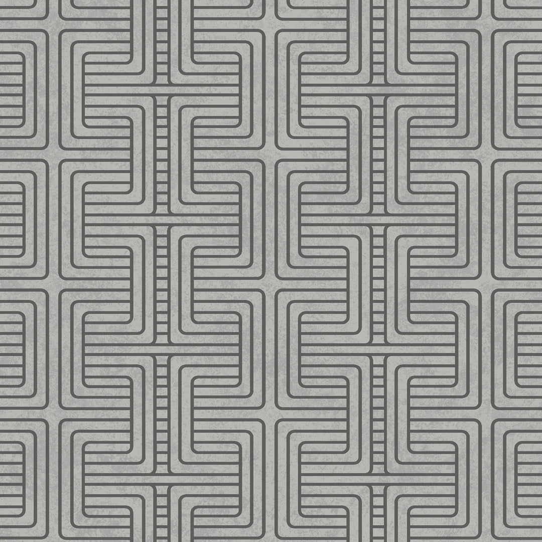 Geo Tribe Pewter 6478 by Schumacher Designer Wallcovering