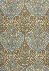 Maharajah Crewel Embroidery Verdigris 64810 by Schumacher Designer Fabric