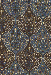 Maharajah Crewel Embroidery Indigo 64812 by Schumacher Designer Fabric