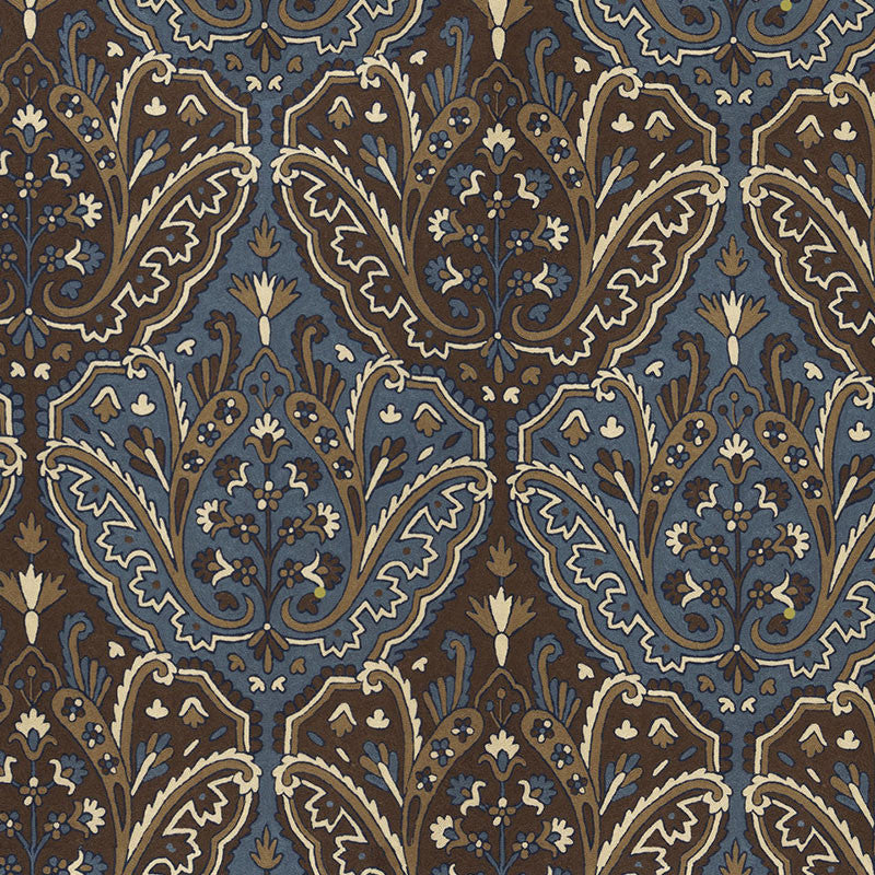 Maharajah Crewel Embroidery Indigo 64812 by Schumacher Designer Fabric CREWEL COLLECTION WOOL 70% COTTON 30% INDIA MARTINDALE 10,000 </p><p>Repeat: Horizontal: 24 1/2" (62CM) and Vertical: 32 1/4" (82CM) 50 - Swanky Fabrics -