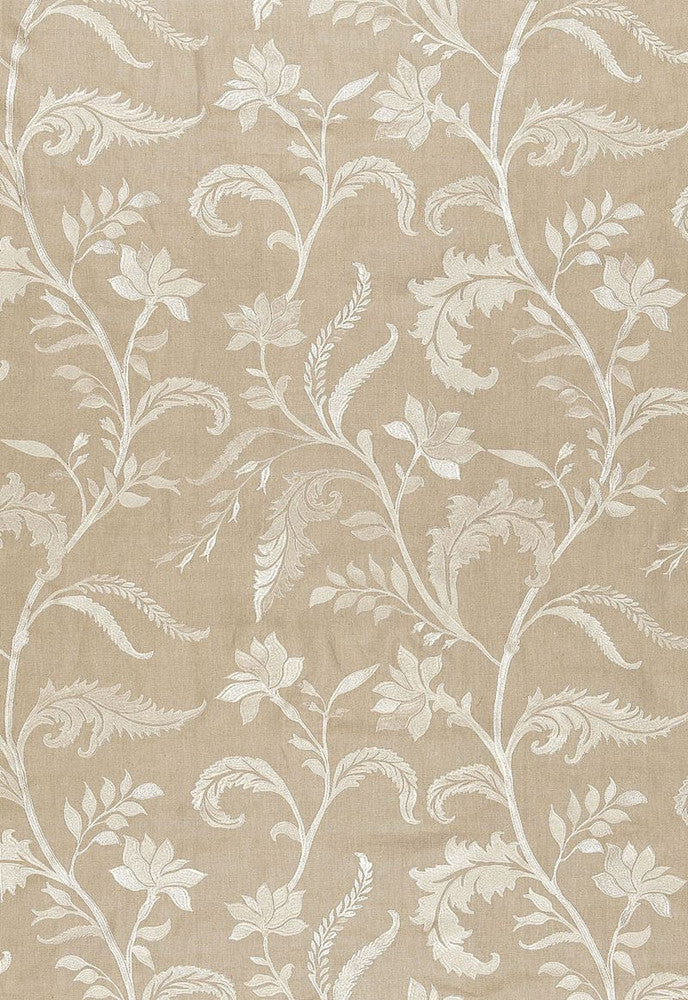 Monceau Linen Embroidery Greige 65131 by Schumacher Designer Fabric Au-Naturel 90% Linen, 10% Viscose Wyzenbeek 3,000 Horizontal: 25 and Vertical: 30 50 - Swanky Fabrics -